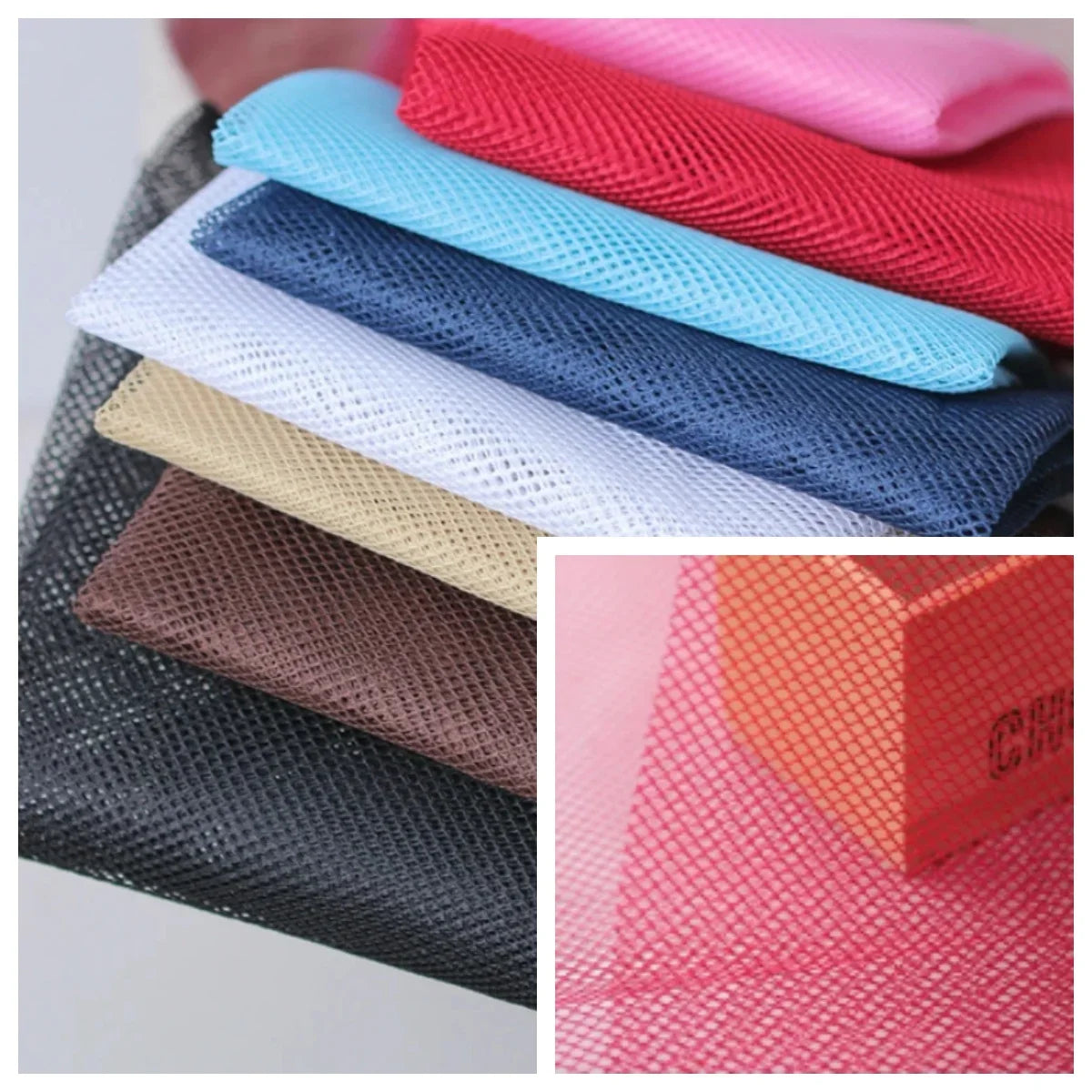 Single-color thickened mesh fabric polyester fabric sewn bags collage bags DIY handmade fabric