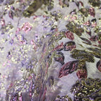 Tela jacquard de seda con doble dorado en relieve para vestido, falda esponjosa, vestido de noche, tela hecha a mano.