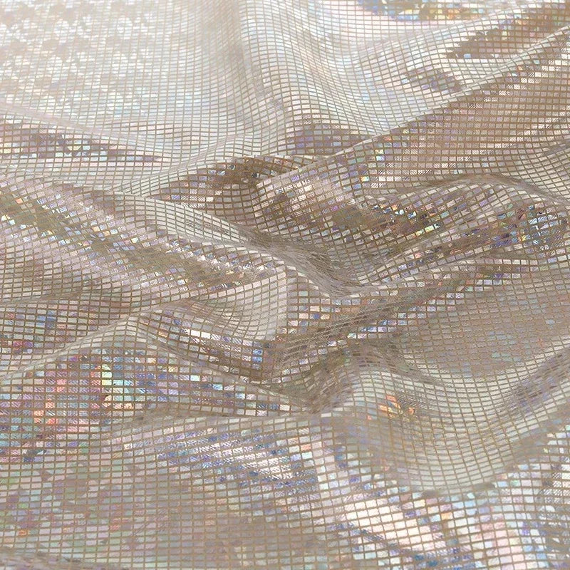 Laser Iridescent Shiny Hot Stamping Block Fabric Sewing Stage Performance Costumes Background Decoration Designer Fabric