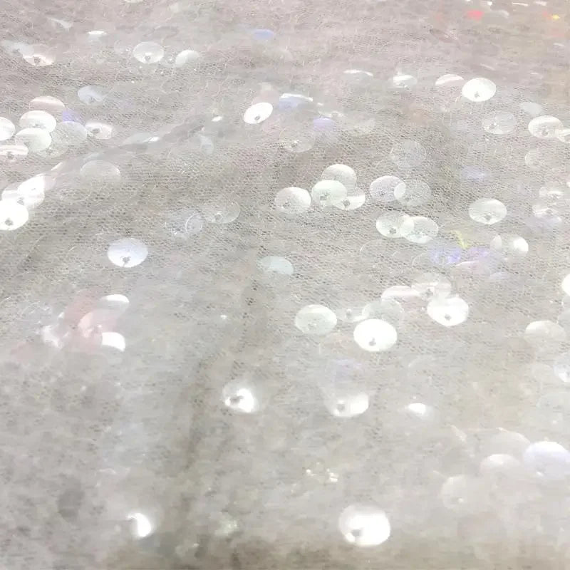 Multi-Color Glitter Sequins Mesh Fabric - Transparent Sparkle Material 130cm