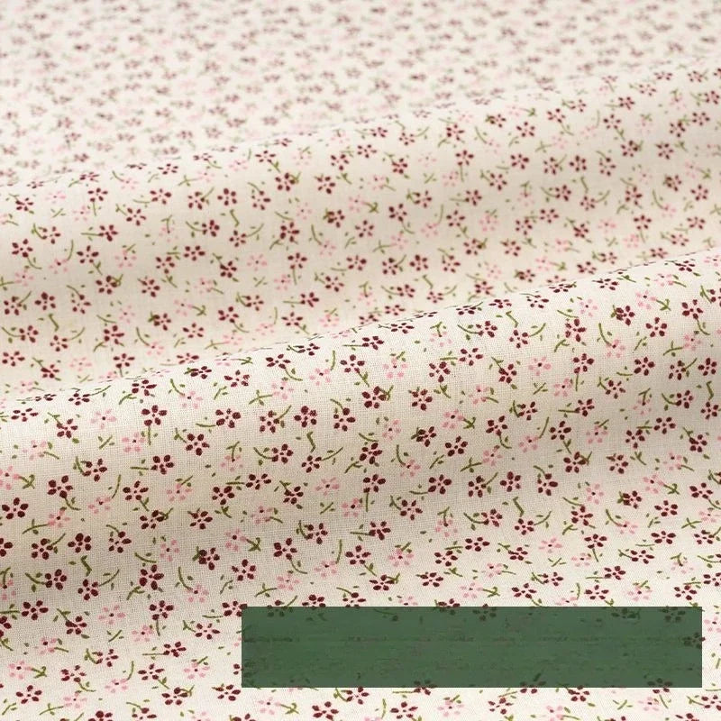 Tela rústica de algodón con pequeñas flores - Material para manualidades de ropa de bebé (160 cm)