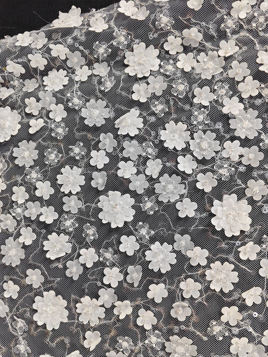 New three-dimensional flower nail bead fabric luxury embroidery flower fabric DIY handmade wedding dress children's clothing