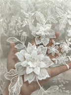 Hilo tridimensional 3D de alta calidad, bordado artesanal, para vestido de novia, ropa, pañuelo, materiales auxiliares, hojas