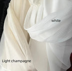 Hilo arrugado blanco champán albaricoque claro, tela fina semitransparente para hacer faldas de vestidos de novia.