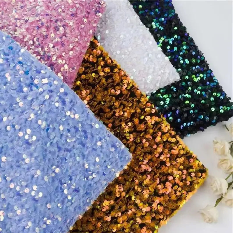New Velvet Sequin Fabric for Evening Prom Dress Shining Reflective Wedding Decoration Clothes Material Party Special Events
