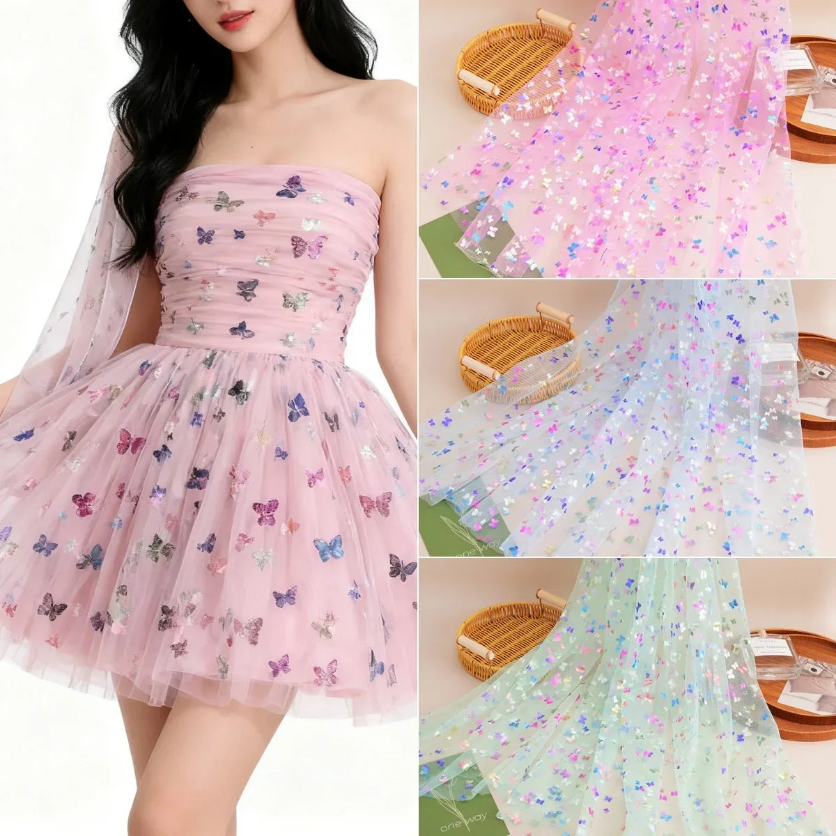 قماش شبكي جديد مطبوع عليه فراشة ساخن لخياطة تنورة الأميرة للأطفال وتنورة المسرح الرقيقة ومفرش الطاولة ونسيج شبكي مزخرف