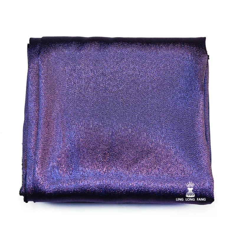 Colorful gradient sparkling satin fabric handmade DIY doll clothes stage costumes background designer fabrics for sewing