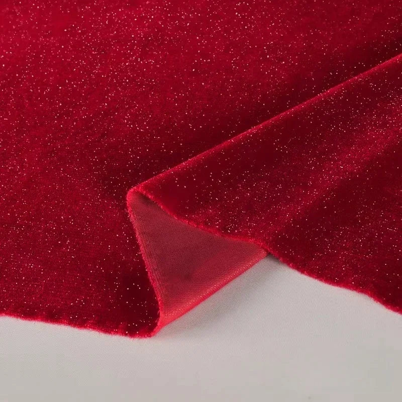 قماش مخملي حريري لامع مرصع بالنجوم - مادة ناعمة لامعة متألقة