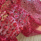 Sequin Flower Mesh Fabric - Elegant Glitter Sheer Material
