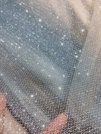 Tela de malla fina con destellos en aerosol plateado brillante para vestido de novia, tela para decoración de fondo DIY
