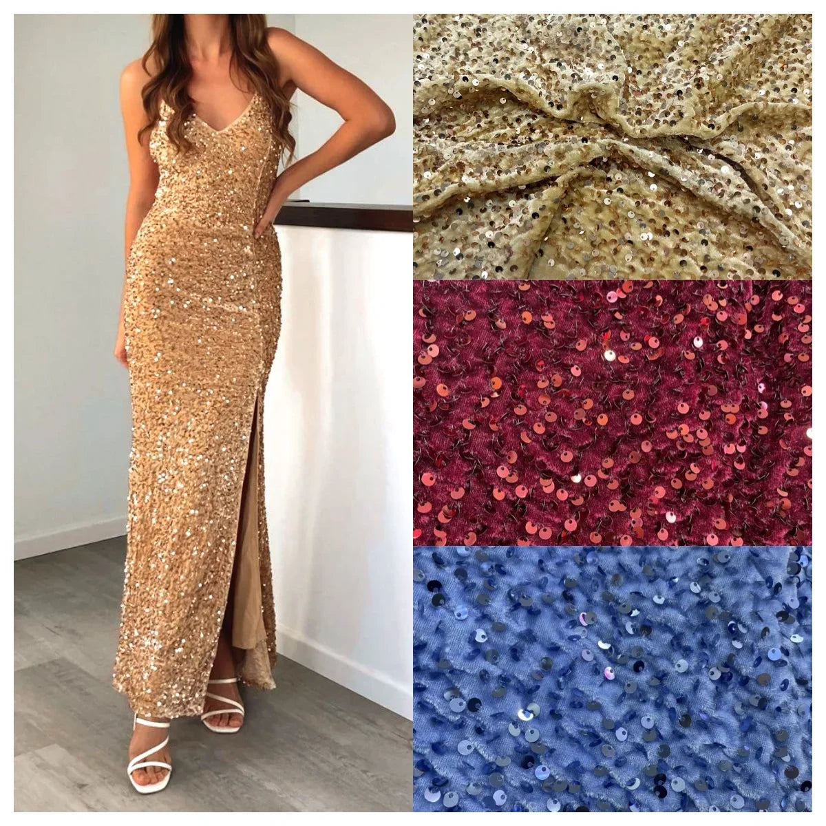 Luxe Sparkle Velvet Sequin Fabric for Party Dresses & Stage Costumes