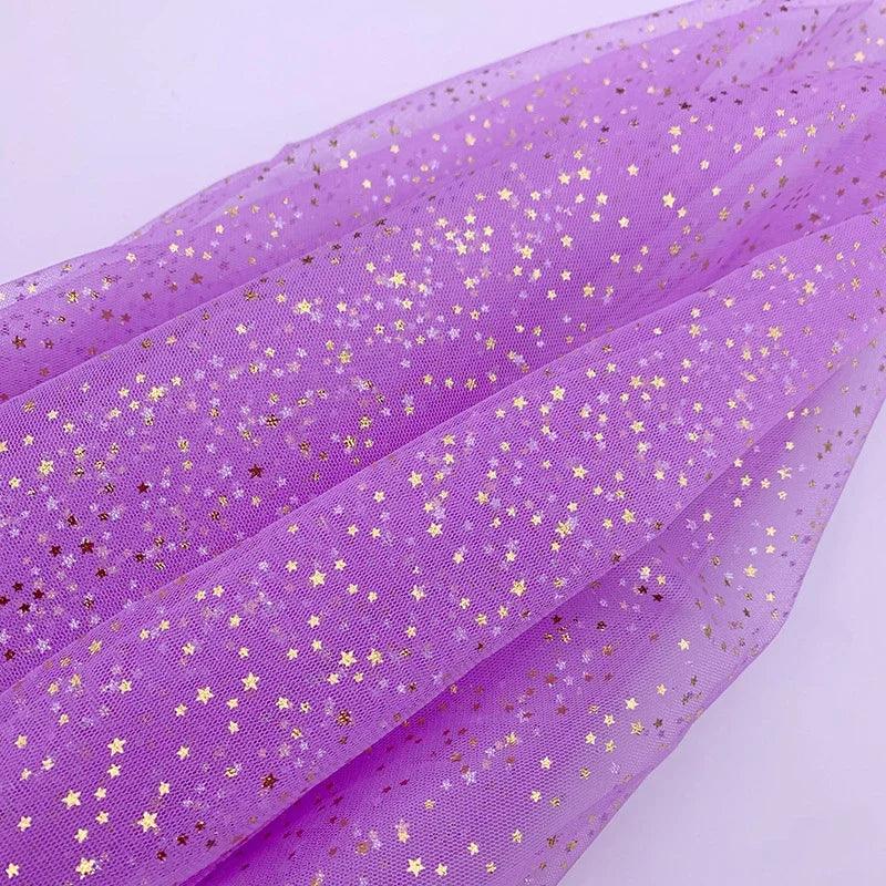 Gilding stars Sparkly gauze tulle Stage costume Fabric Gauze skirt fabric bow hair Christmas accessories Children's clothing