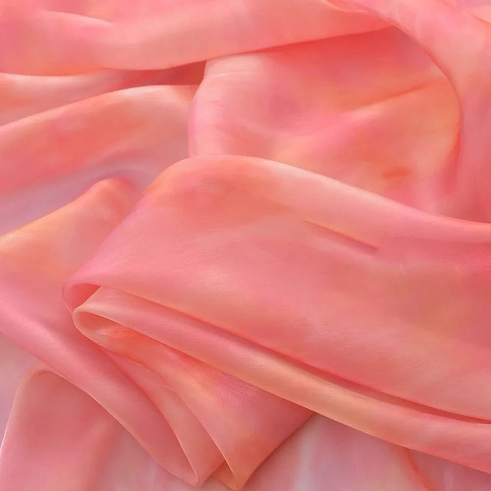 Gradient Organza Rainbow Sheer Fabric - Shiny Glossy Flowing Material