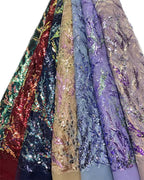 Exquisite colorful sequined net-sheen embroidered lace fabric used for wedding gowns evening dresses mother's clothing  fabric