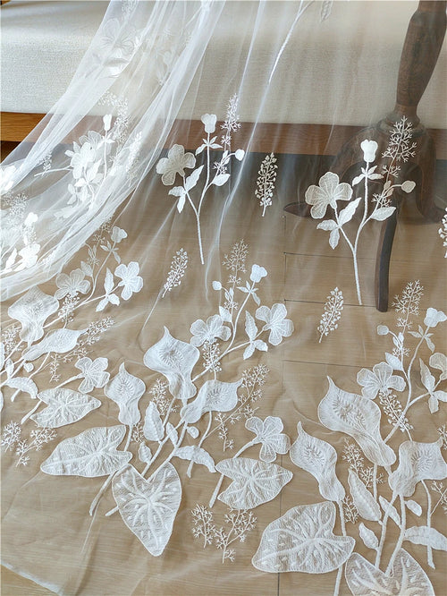 Calla Lily Embroidered Lace - Delicate for Bridal & Home Décor - fabric photo 1