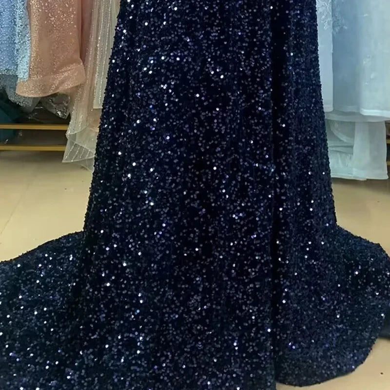 New Velvet Sequin Fabric for Evening Prom Dress Shining Reflective Wedding Decoration Clothes Material Party Special Events