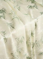 قماش مطبوع عليه أوراق الخيزران الخضراء - مادة بنمط نباتي 145 سم