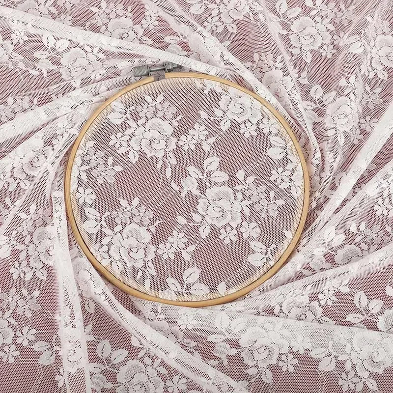 قماش دانتيل مطاطي بنقوش زهور، خياطة فساتين زفاف، فساتين سهرة، بيجامات وتزيين طاولات، قماش اصنعها بنفسك