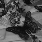 3D Butterfly Embroidered Mesh - Elastic Dress & Skirt Fabric