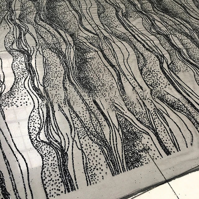 Luxury Water Ripple Sequin Tulle Fabric, Perfect for Wedding Gowns, Performance Costumes, and Children's Handmade Designs