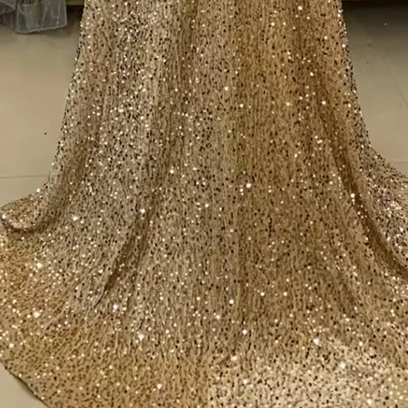 New Velvet Sequin Fabric for Evening Prom Dress Shining Reflective Wedding Decoration Clothes Material Party Special Events