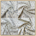Checkered Floral Cotton Denim Fabric - Dress Tablecloth Material