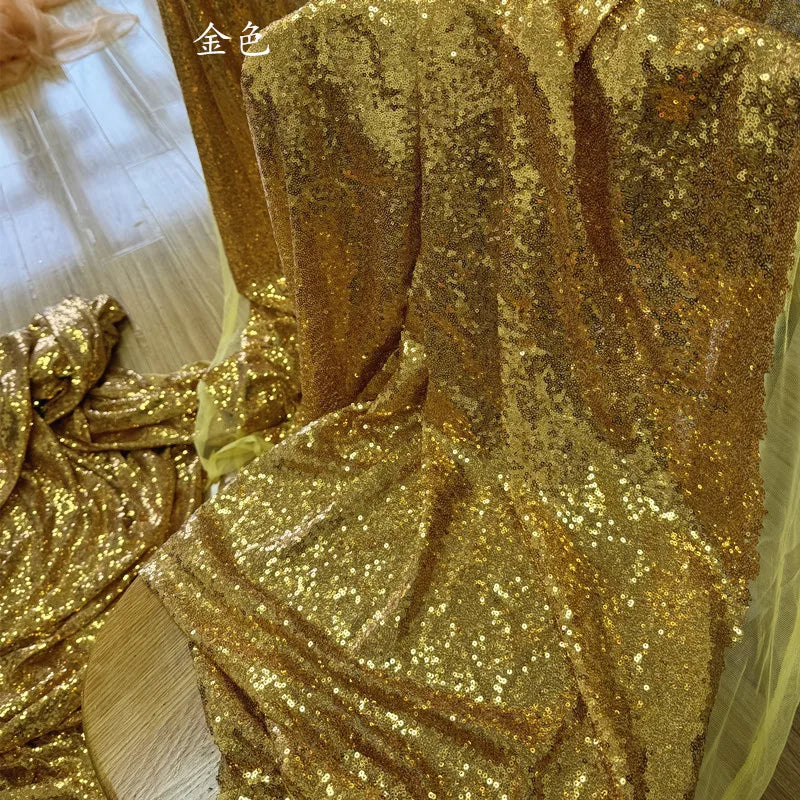 قماش ترتر ذهبي فضي أرجواني أسود صغير مشفر لتزيين ملابس السهرة والزفاف