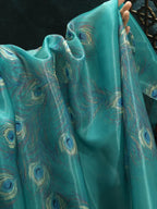 Peacock Feather Silk Organza Fabric - fabric photo 4
