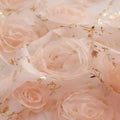 Orange Pink Rose Wreath Gold Embroidery Lace - Summer Dress Elegant Fabric