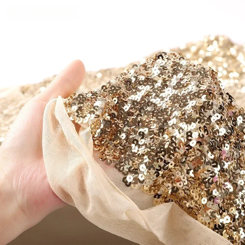 5MM Sequin Bead Elastic Mesh Fabric - Stage Clothing Material 120cm