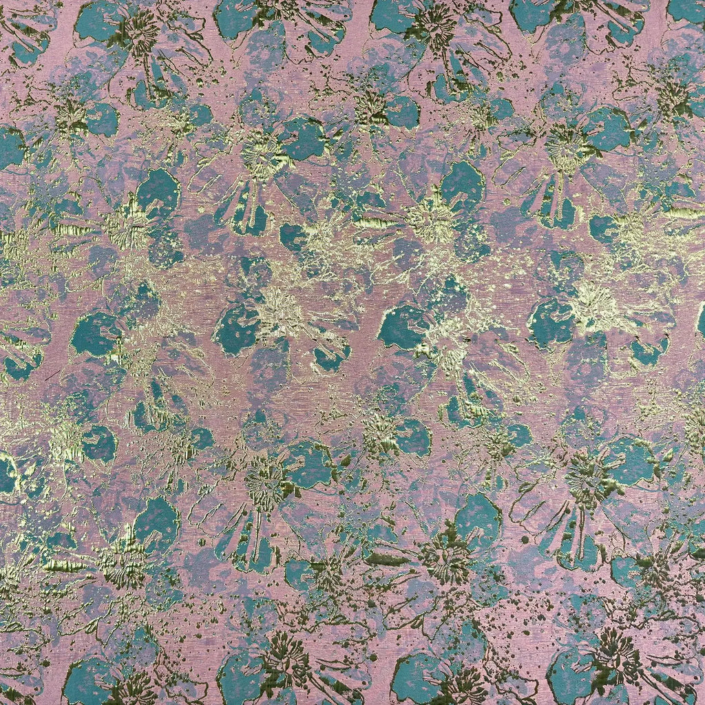 قماش جاكار بروكار مطبوع ساخن - فستان وردي - مادة 148 سم