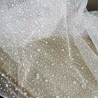 Plucked white meat powder with stars all over the sky pentagrams polka dots soft mesh wedding dress headscarf fashion diy fabric