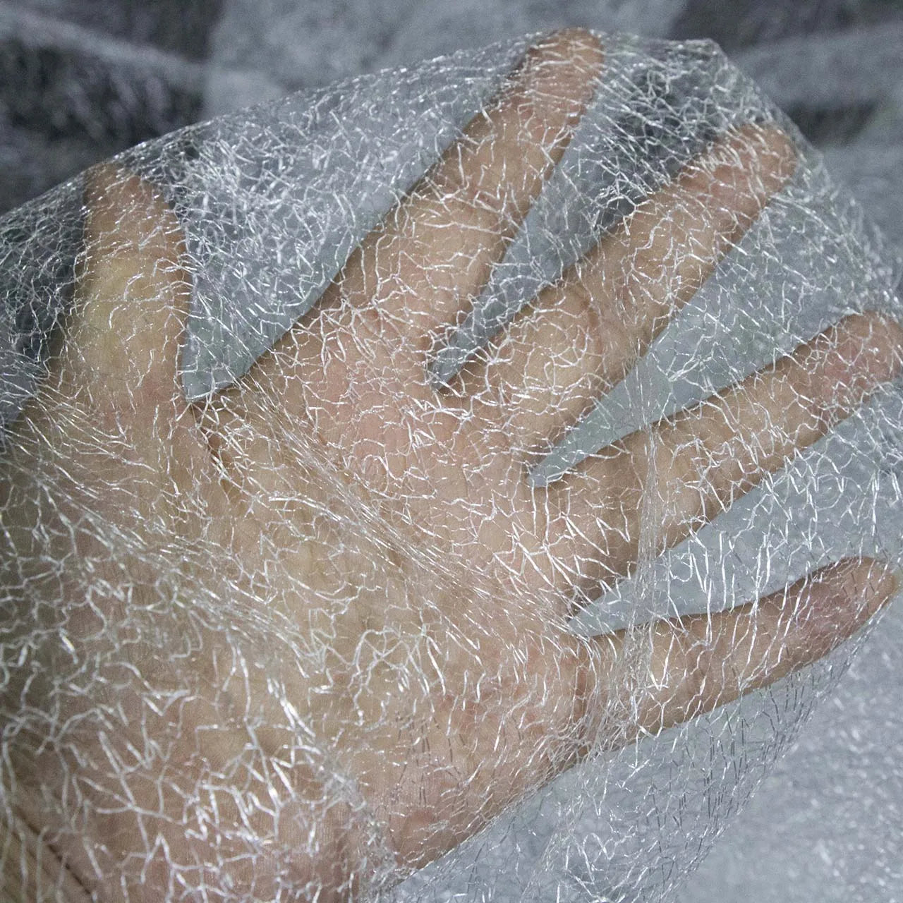 Tejido de malla hueca ligera de seda blanca con encaje creativo, perspectiva para decoración de bodas, ropa de diseñador, tela de hilo ligero