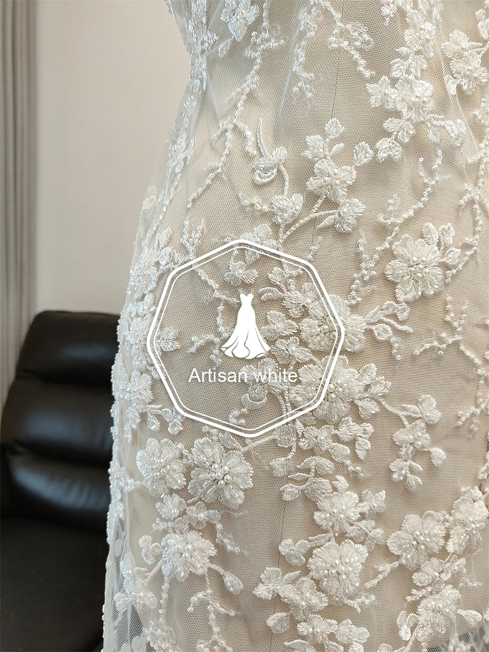 Nueva industria pesada, cuentas de uñas, cola de pez avanzada, bordado de encaje, tela, bordado de cuentas, vestido de novia, bricolaje, hecho a mano