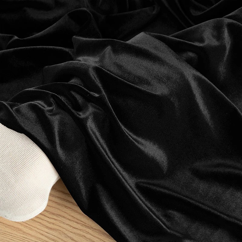 Premium Stretch Gold Velvet Fabric - Soft Plush Material for Evening Gowns