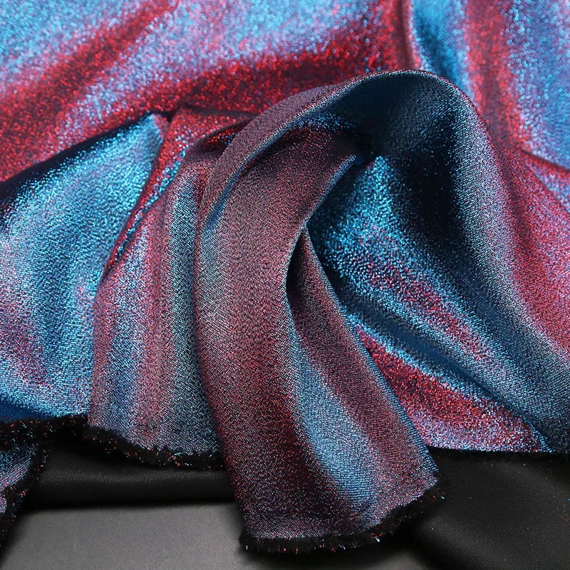 Colorful gradient sparkling satin fabric handmade DIY doll clothes stage costumes background designer fabrics for sewing