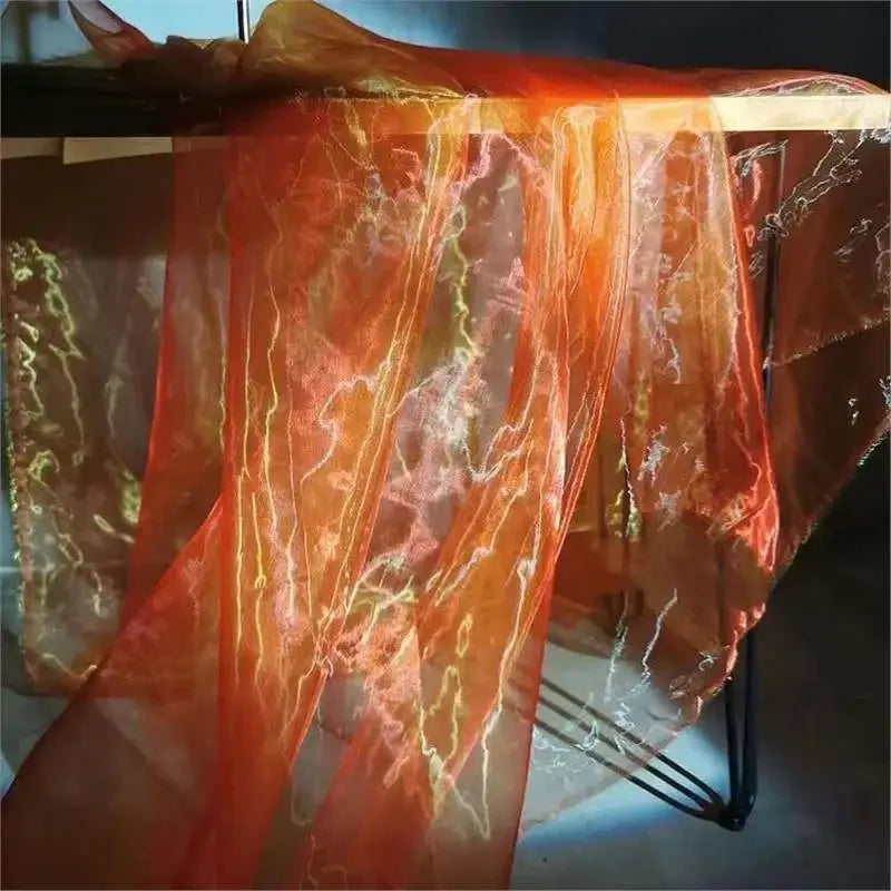 Unique Fabric Transparent Organza Sheer Cloth Sparkling Material For Wedding Dress Elegant Evening Gown Couture Design Clothing