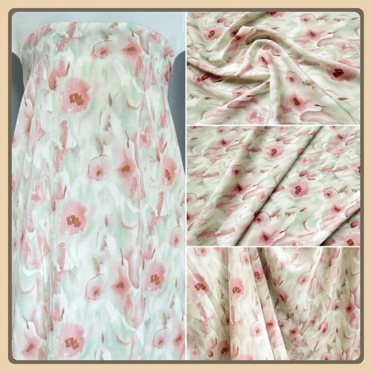 Cotton Floral Gradient Powder Green Cheongsam Dress For Spring/summer Soft Lightweight Skin Brightening Fabric