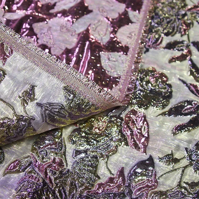 Embossed Double Gold Silk Clothing Jacquard Fabric - Evening Dress Material 130cm