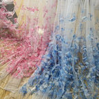 Luxury Butterfly Beaded Mesh Lace Fabric Sparkling Rhinestone Tulle Material For Bridal Gown Performance Outfit Creative DIY