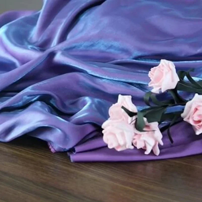 150cm Width Soft Purple Blue Iridescent Satin Fabric Smooth Draping DIY Material For Dresses Shirts Doll Clothing