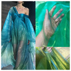 Tela de organza translúcida de dos tonos, ligera, de malla, ideal para vestidos de noche y decoración de bodas.