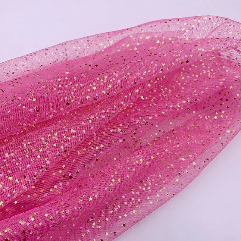 Gilding stars Sparkly gauze tulle Stage costume Fabric Gauze skirt fabric bow hair Christmas accessories Children's clothing