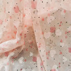 Pink Gold Embroidered Chiffon Fabric Small Floral Lace Hanfu Style Material for Half Length Dress Costume Blouse DIY Sewing