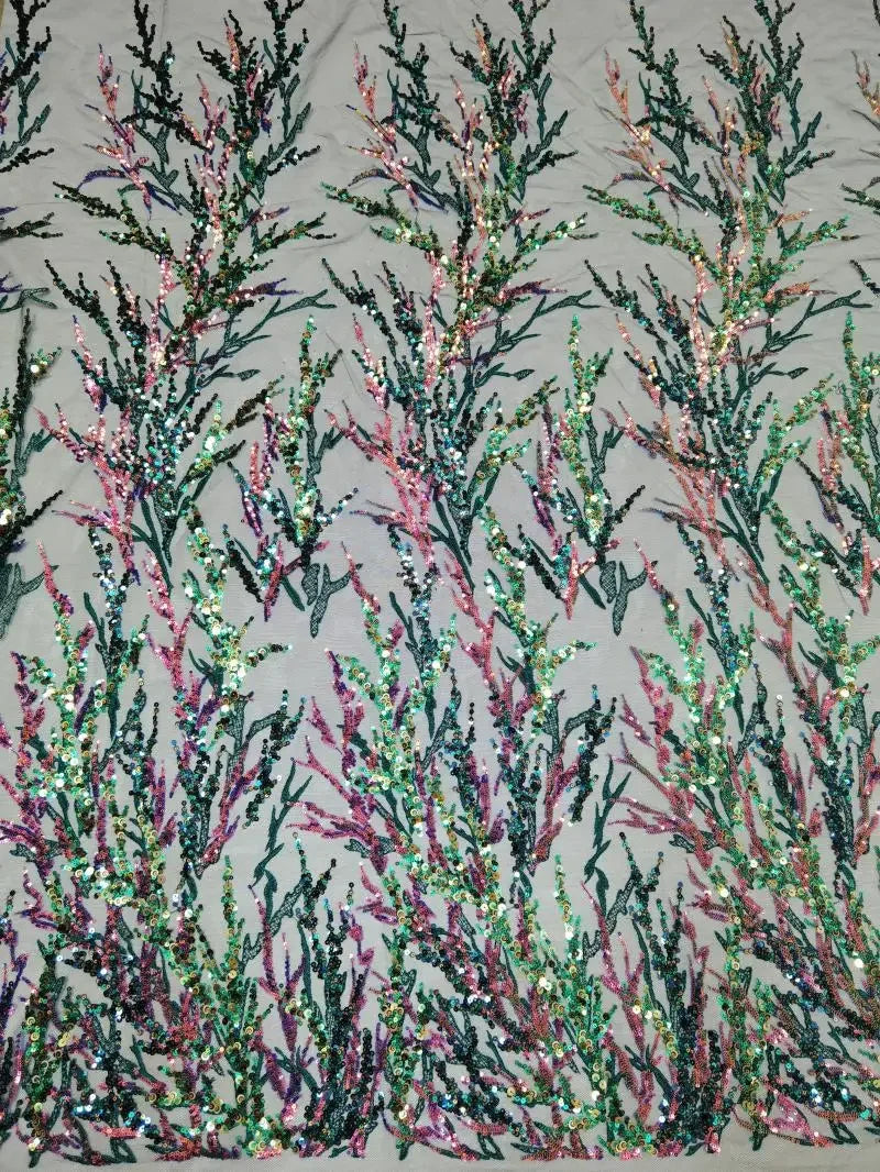 Exquisite colorful sequined net-sheen embroidered lace fabric used for wedding gowns evening dresses mother's clothing  fabric
