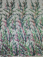 Exquisite colorful sequined net-sheen embroidered lace fabric used for wedding gowns evening dresses mother's clothing  fabric