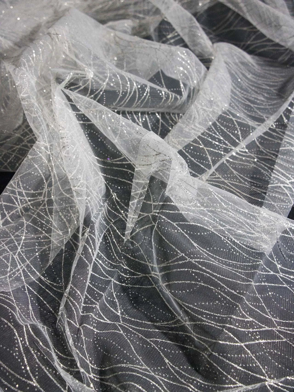 Striped spray silver glitter pink glitter transparent mesh sewing wedding dress fabric mesh accessories