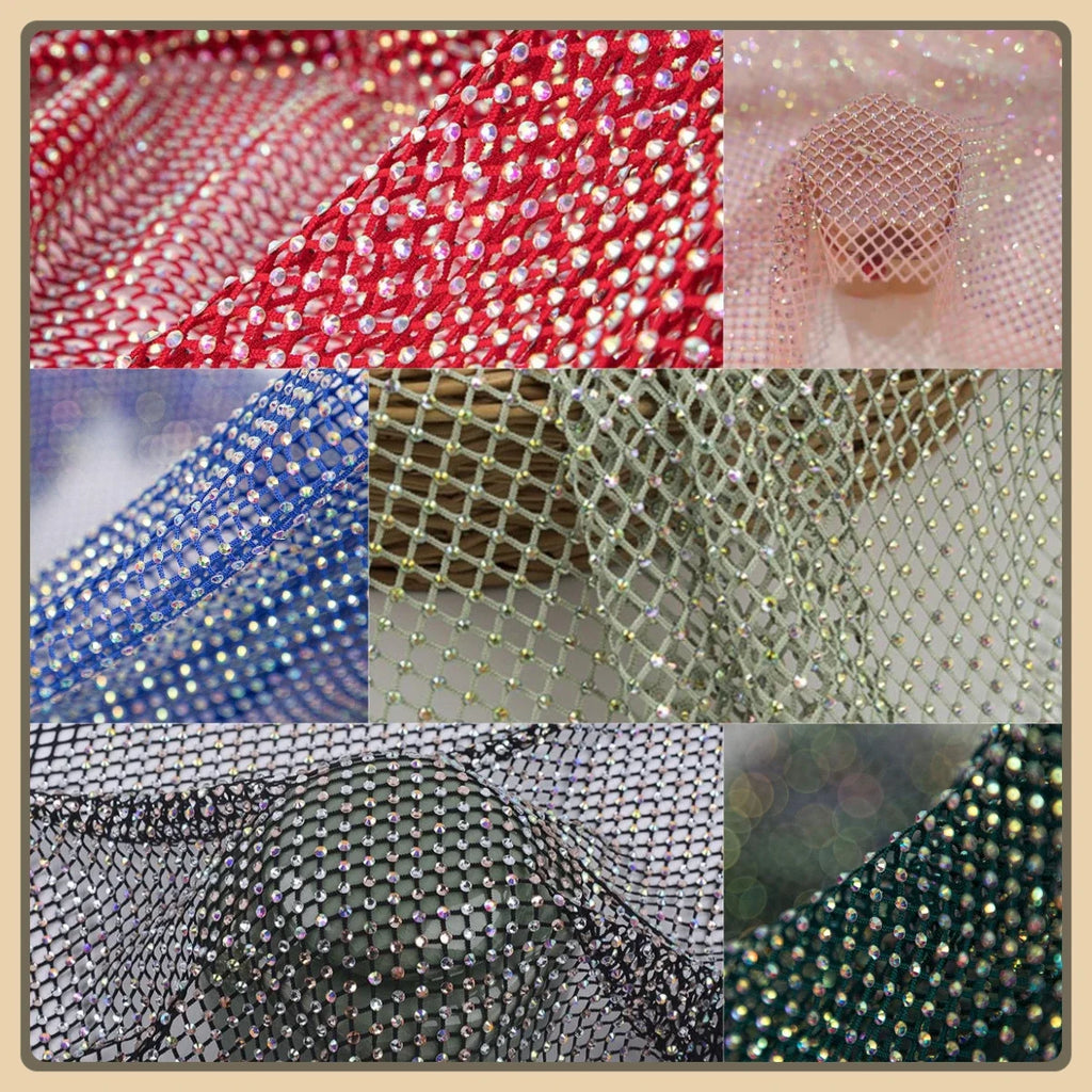Diamond Rhinestone Stretch Tulle - Elegant for Evening Gown & Custom Design