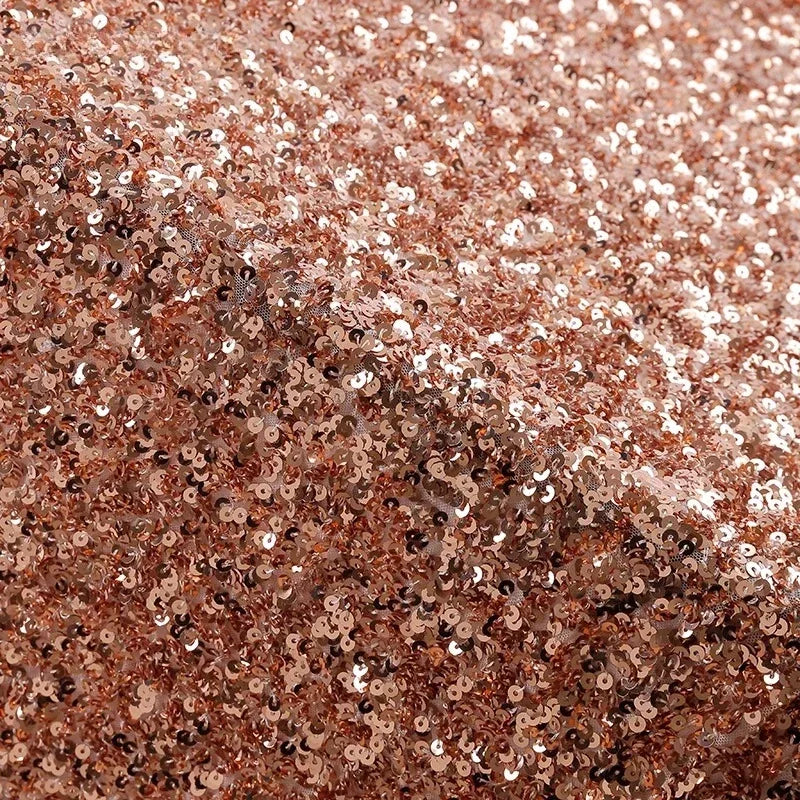 Shiny Encryption 5MM Elastic Mesh Sequin Embroidery Bead Fabric DIY High-end Evening Dress Stage Costume Designer Fabric