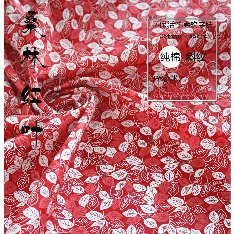 Tela de sarga de algodón puro con estampado floral, suave, totalmente de algodón, para ropa de cama, pijamas, pantalones, cortinas y proyectos de bricolaje para bebés.